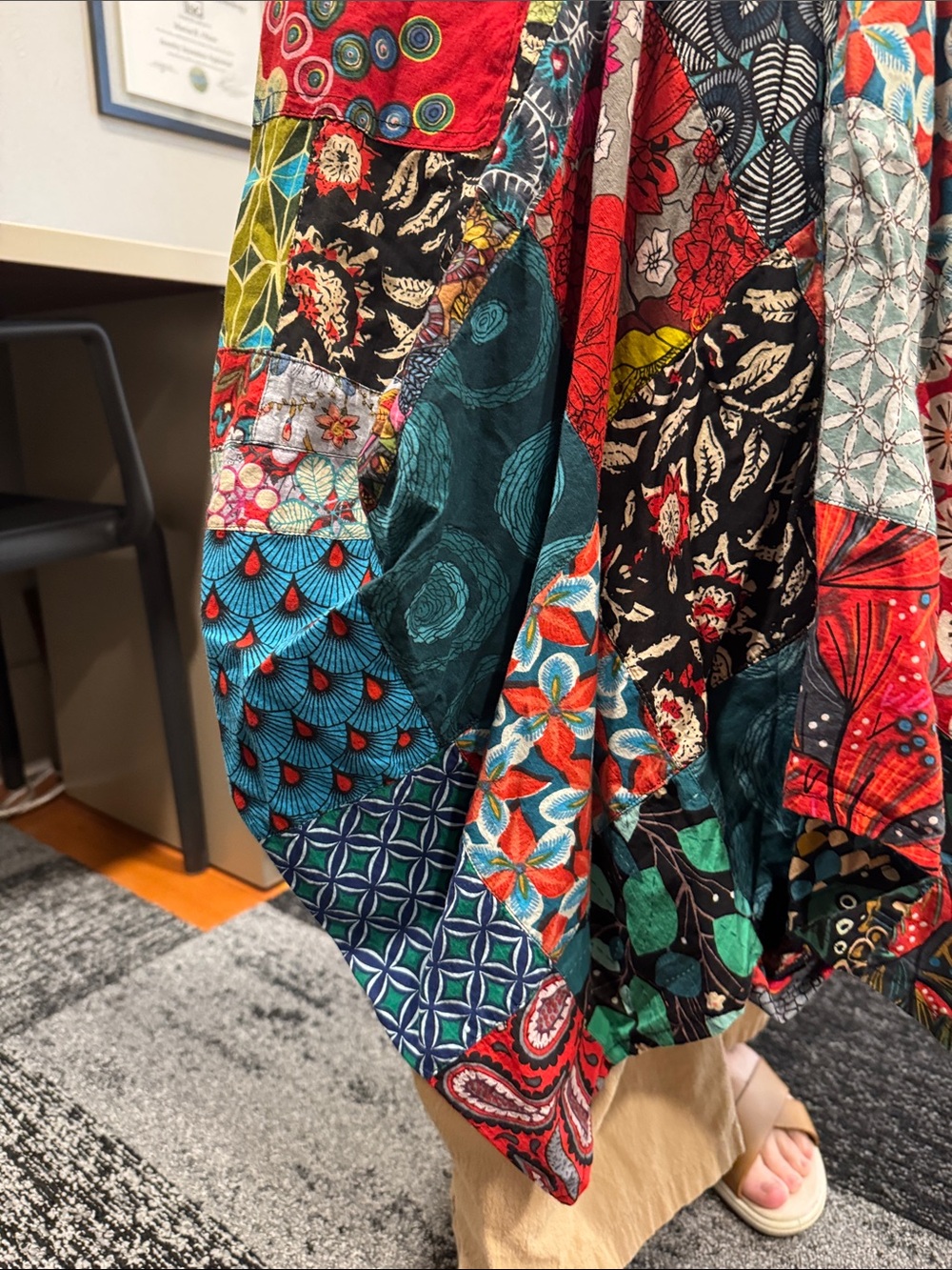 100% cotton Boho Patchwork Maxi Skirt - Multicolor with pockets - Picture 8 of 8
